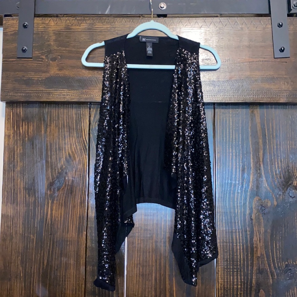 Inc sequin drape vest